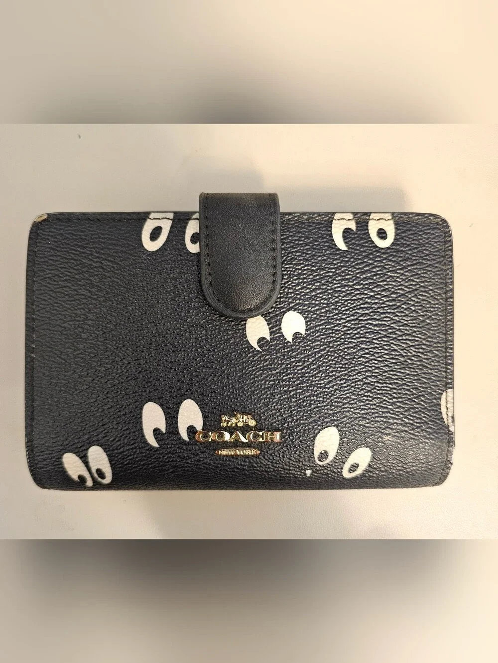 COACH Black "Spooky Eyes" Compact Wallet - Picture 1 of 9
